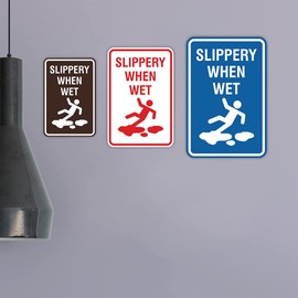 Signs ByLITA Portrait Round Slippery When Wet Sign (Black Gold) - Large 1 Pack