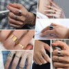 Black Mens Ring Set 5mm/10mm/17mm Wide Adjustable Stackable Rings Stainless