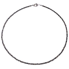 Funk-Collier Black and Brown Spinel Faceted 925 Si. Carabiner, Approx. 45 cm, Diameter Approx. 3 mm, Light Cut, Gemstone, Spinel