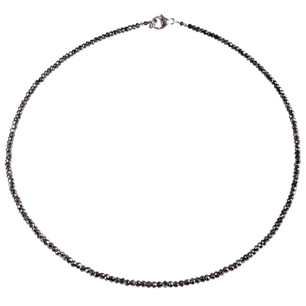 Funk-Collier Black and Brown Spinel Faceted 925 Si. Carabiner, Approx.