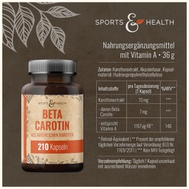 Beta Carotene Capsules Made from Natural Carrots - 210 Beta Carotene Tanning Capsules - 7mg BetaCarotene per Capsule - Storage Package Carotene Capsules - Carotene Capsules High Dose Tan from Inside