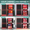 Metal Storage Cabinet with Drawer,Garage Storage Cabinet with Lock,Black Red