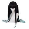 Black Blue Long Wig with Tiger Clip Straight Hair for