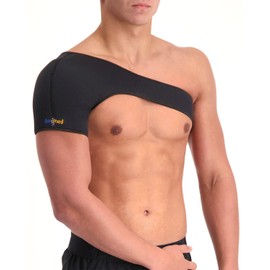 Dunimed Shoulder Brace - Breathable Neoprene Bandage - Supports and Stabilises the Shoulder Joint - For Light and Moderate Shoulder Pains, Athrosis, Rheumatism - Black