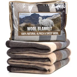 Natural Alpaca & Sheep Wool Blanket – Woven, Made in Peru - Full/Queen Size – Heavyweight Warmth, Thick, Breathable, Natural Texture & Scent, 72 x 88 Inches, 4.2 lbs