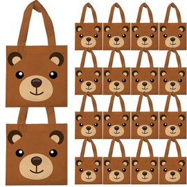 20 PCS Non-Woven Bags Mini Bear Gift Tote Bags Reusable Goodie Treat Candy Bags for Bear Birthday Party Decoration Baby Shower Supplies