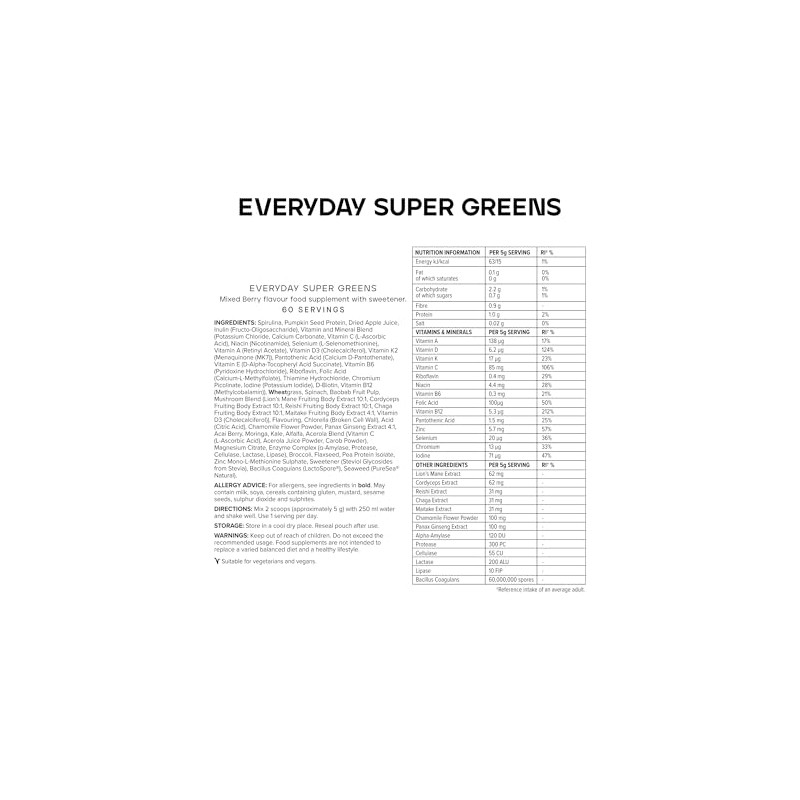 Bulk Everyday Super Greens Powder | Mixed Berries | 60