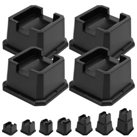 shouwuhho Bed Risers 2 inch, Furniture Risers Elevation in Heights 2 3 4 5 6 7 8 Inch Heavy Duty, Bed Lift Risers for Caster Wheels or Posts of Bed Table Couch, Support up to 6000 lbs, Black, 4 Pack