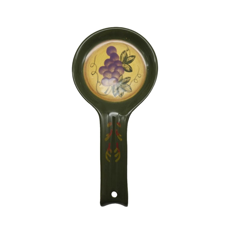 ACK Ceramic Spoon Rest (Grape),Cooking Spoon Holder for Kitchen Counter,