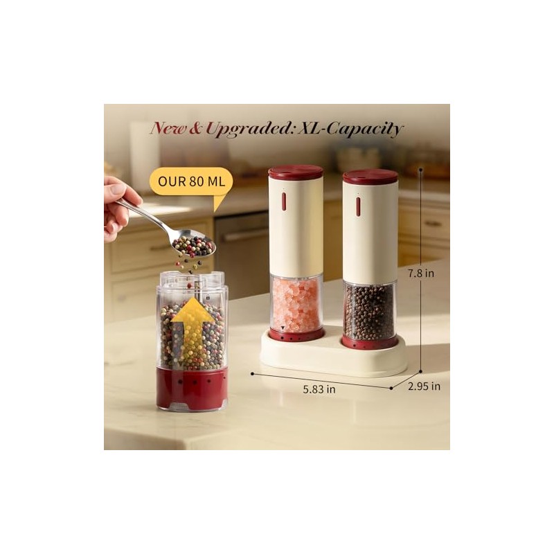Automatic Rechargeable Salt and Pepper Grinder Set - 2 PCS