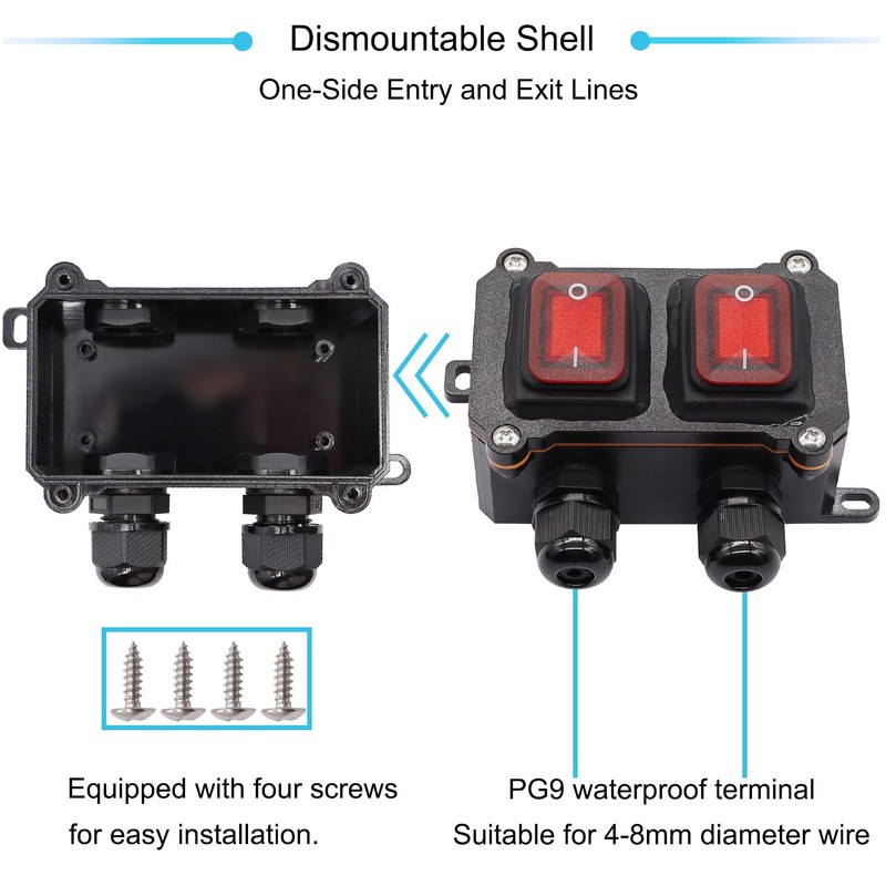 Hmknana IP67 Waterproof Inline Cord Switch 12V DC 20A 4Pin