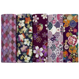 aufodara 5pcs Cotton Fabric 40 x 80 cm Japanese Style Patchwork Fabric Packages Bronzing Decorative Fabric Cotton Precut Fabrics for Sewing DIY Artcraft Handmade (Purple)