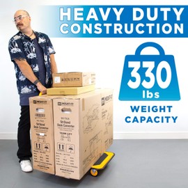 Mount-It! Folding Hand Truck Dolly Platform Truck, 330 lb Heavy Duty Flatbed Cart with Wheels, Foldable Platform Cart with 360° Swivel Casters, Push Cart for Moving Boxes & Furniture (MI-920)