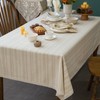 Linen Textured Rectangle/Oblong Tablecloth with Lace Trim Yarn-dyed Golden Purl