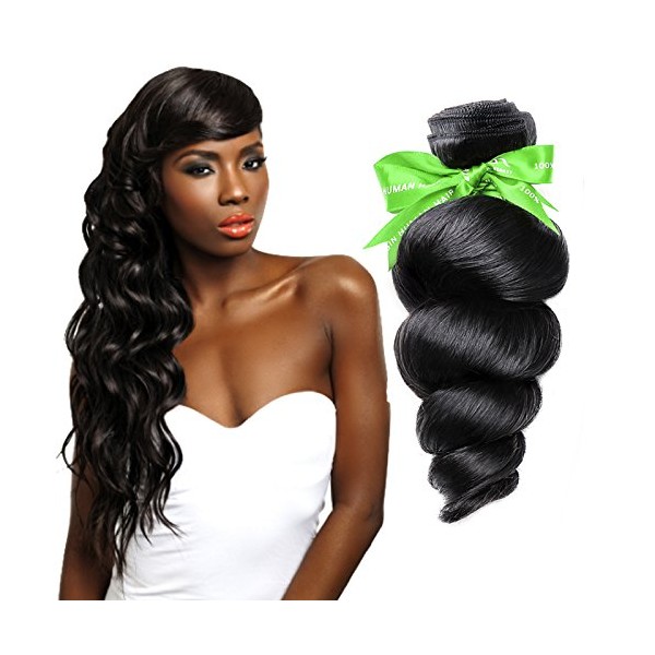 GoldRose Beauty Brazilian Virgin Loose Wave, 1 Bundle Natural Color Raw Unprocessed 100% Human Hair Virgin Loose Wave Hair Weave Size 10 Inches