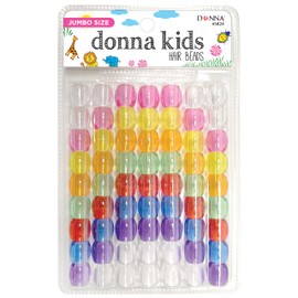 Donna Hair Beads Jumbo Size 15mm for Bracelet Making Kit - Includes Pony Beads and Clay Beads for Versatile Crafting, 1PC CLEAR ASST COLOR