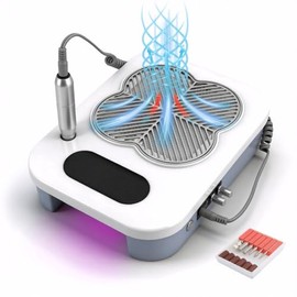 3 in 1 Nail Dust Collector and Electric Nail Drill File Kit, Home Manicure Beauty Tool, Nail Kit Tech with UV LED Nail Lamp and Timer for Home Use Salon