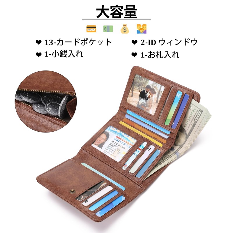 RNIEGA Women's Bifold Wallet, Lightweight, Large Capacity, Card Slot, Coin