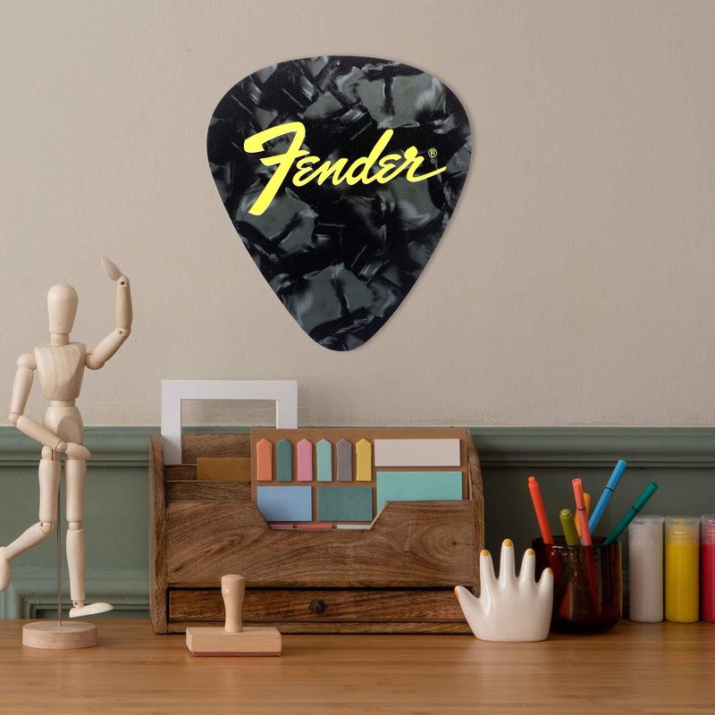 Fender Guitar Pick Silver Metal Sign - Fun Fender Wall