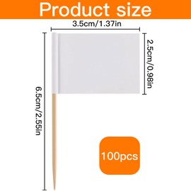 iwobi 100pcs Blank Toothpick Flags,Mini Paper Food Labels,White Flag and Cocktail Sticks Fruit Picks for Party,Cheese Label,Party Decoration(3.5 * 2.5cm)