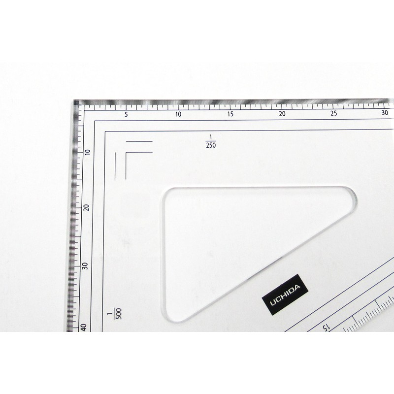 ウチダ 三角定規 24cmx2㎜ 縮尺目盛付