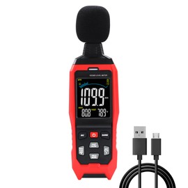 Decibel Meter with Data Logging Sound Decibel Meter Data Logger, 30~130dB Sound Level Meter with Audible Visual Alarm, Sound Meter with Export Data, PC Connection, Temperature, Analog Bar Indicator
