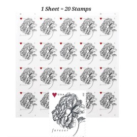 60 Forever Stamps 3 Sheets Vintage Rose RSVP INVITATIONS