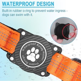 Ytanest Reflective AirTag Dog Collar, Waterproof Air Tag Dog Collar Holder, Luminous,Comfortable and Durable Padded Heavy Duty Dog Collars for Small Medium Large Dogs, Orange, S