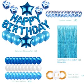 Blue Birthday Party Decorations, Children's Blue Birthday Decoration, Men's Birthday Decoration Set, Happy Birthday Banner, Happy Birthday Decoration, Birthday Party Supplies