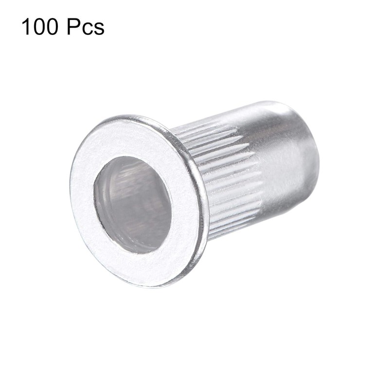 TA-VIGOR 100Pcs M5 Rivet Nuts, Aluminium Alloy Knurled Flat Head