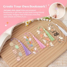Kaciola 15 Sheets Easter Day UV DTF Bookmark Wraps, Acrylic Bookmark Blanks UV DTF Stickers, Waterproof Rub on Transfers for Book Lover DIY
