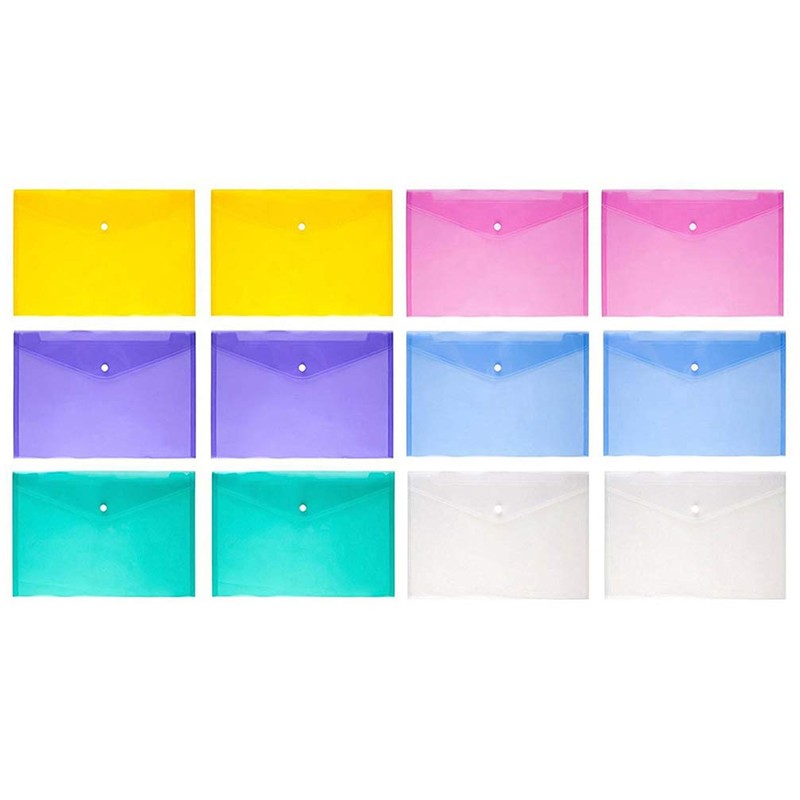 Alipis 12pcs Clear Document Folder Transparent File Organizer with Snap