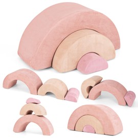 INFANS Climbing Toys for Toddlers, 3pc Foam Climbing Blocks Rainbow Shaped Indoor Play Set, Soft Equipment Modulars Rainbow Crawling Tunnel Playroom Couch for Children Playroom Baby (Pink)