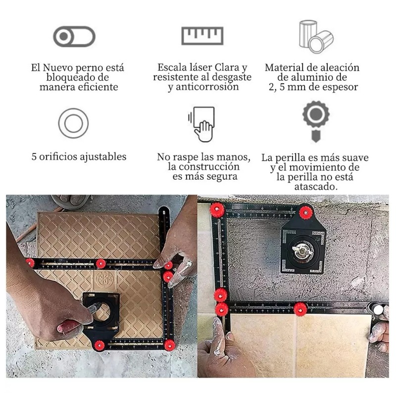Tina Aleación De Aluminio Medición Múltiángulo Regla Universal