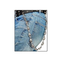 Eigso Silver Skull Jean Chain for Woman Man Unisex Classic Punk Rock Waist Chain Link for Women Men