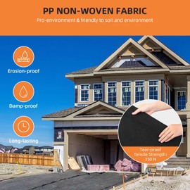 GarveeLife Geotextile Landscape, 6ft x 100ft & 6oz Geotextile Fabric, Pp Drainage 350N Tensile Strength & 440N Load Capacity, for Driveway & Road Stabilizationr, Erosion Control, French Drains