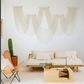 IOWER Macrame Wall Hanging Large Wall Home Decor Modern Fiber Wall Art Geometric Decoration Headboard Living Room Bedroom Backdrop