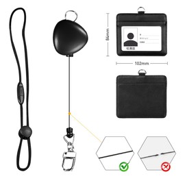 Costand ID Card Holder, Employee ID Card Holder, Commuter Pass/Name Holder, 0.1 inch (3 mm) Ultra Thin Design, Waterproof, Durable, Adjustable Freely Length, Lightweight, Portable, Horizontal Type