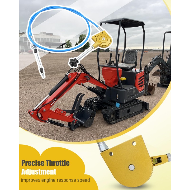 Universal Throttle Cable Kit for Excavators and Mixers Replacement Parts,