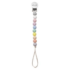 Ali+Oli Silicone Pacifier Clip for Baby (Thin Pastel) 100% Food-Grade BPA Free Newborn Pacifier Holder Infant Binky Clip for Baby Boy or Girl