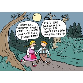 Inkognito Postcard, motif: "Märchensteuer", artist: Bettina Schipping, item number: 18514, by Berliner Verlag