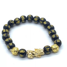 pi xiu Carved Mantra Stone Dragon Feng Shui Elastic Pi Xiu Yao Bracelet Wealth Unisex