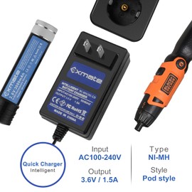 Exmate 2 Pack 3.6V 3.0Ah Ni-MH Battery for Black & Decker Versapak VP100 VP100C VP105 VP105C VP110 VP110C VP130 VP143 VP142 VP7240 with 3.6V Charger