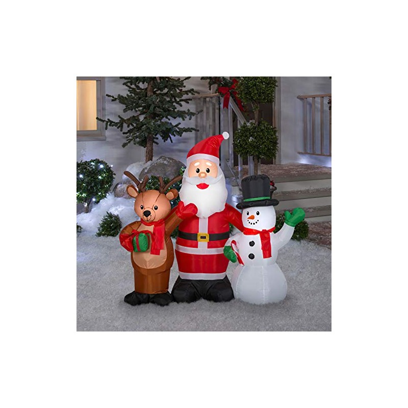 Gemmy 4.5' Airblown Inflatable Santa and Friends Scene