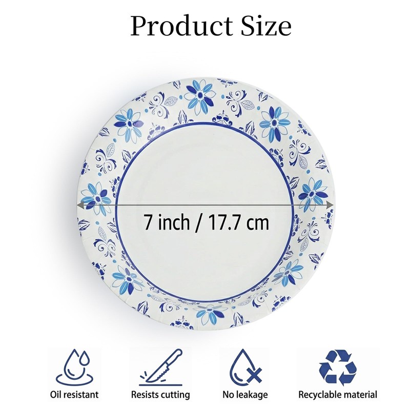 420 Pcs 7 Inch Disposable Paper Plates, Cut Proof Soak