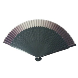 ASAO Hand Made Artisan Men's Short Fabric Silk Sensu Folding Fan Black Guard 8.7 in 40 Folds Laser Treated Ribs Checked Pattern Reddish-Brown