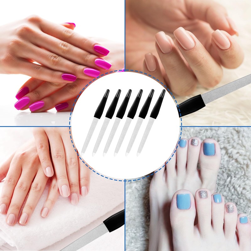 Fingernail Files (6 Pack), Metal Nail Files for Natural Nails