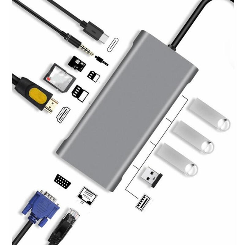 USB C Hub 11 in 1 HD Multimedia Interface VGA