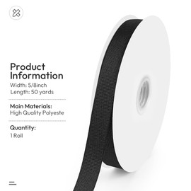 5/8" X 50 Yards Black Grosgrain Ribbon, Premium Grosgrain Ribbon for Sewing, Gift Wrapping, Bow Making, Wedding Decor, Wrapping and More (Black)