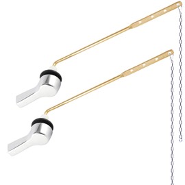 Hygie Rinse 2PCS Universal Toilet Handle Replacement, Front Mount Toilet Flusher Lever with Stainless Steel Flapper Chain, Toilet Repair Kit, Chrome